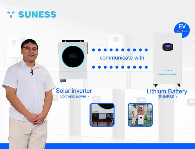 Batterie au lithium de la série EV en communication avec l'onduleur solaire Voltronic Power