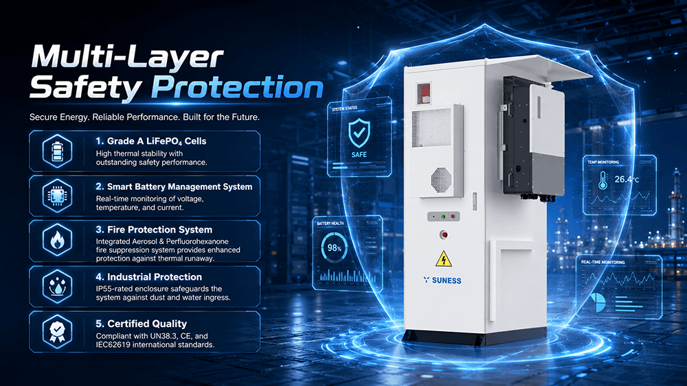 112.56kWh Commercial & Industrial Energy Storage Cabinet | LiFePO₄ Battery ESS | SUNESS