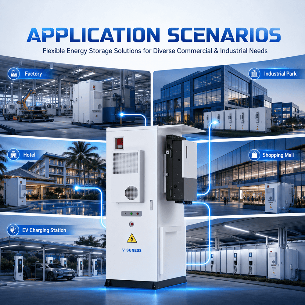112.56kWh Commercial & Industrial Energy Storage Cabinet | LiFePO₄ Battery ESS | SUNESS