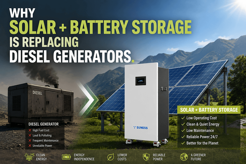 Pourquoi le solaire + stockage par batterie remplace les g&eacute;n&eacute;rateurs diesel