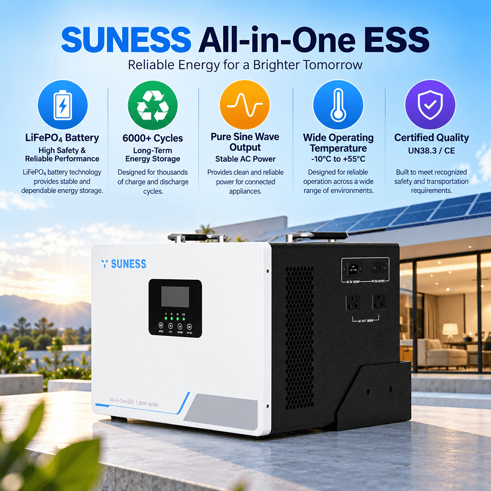 SUN1.8U-4-US 1.8kW 4.02kWh All-in-One ESS | SUNESS